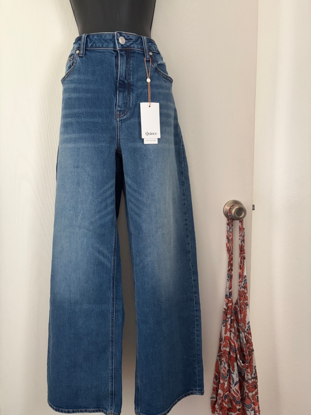 Quince Wide-Leg High-Rise Blue Jeans